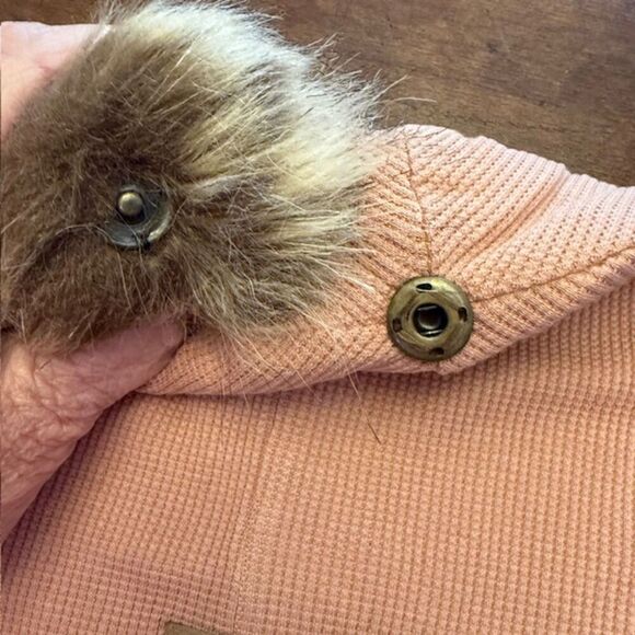 NWOT Loulou Lollipop Faux Fur Pom Pom Hat Blush Pink Waffle Knit Size 6-12 Month - Picture 4 of 4